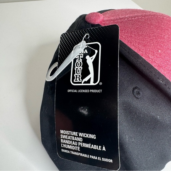 NWT PGA Tour Men’s Red Black Logo Patch Adjustable Sweat Wicking Hat Cap - Picture 3 of 8